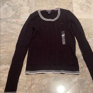 NWOT NAVY TOMMY HILFIGER CABLE KNIT LONG SLEEVE SWEATER